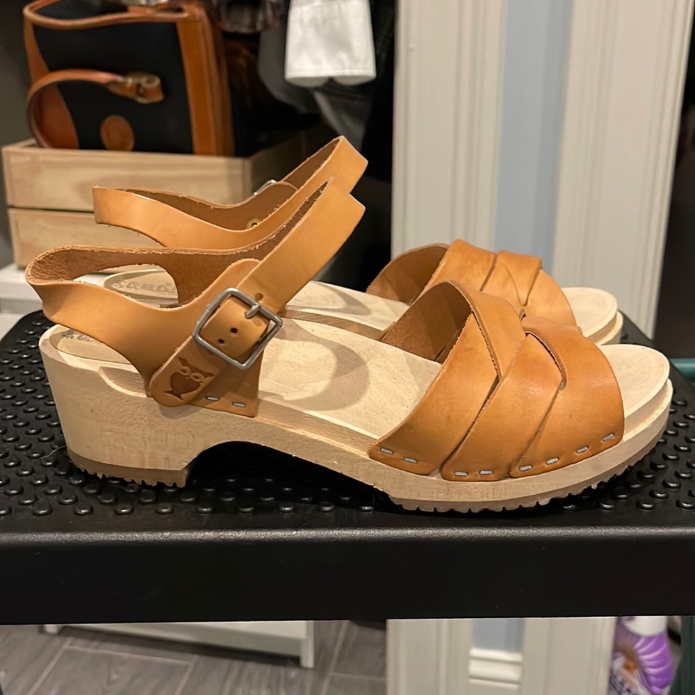 Sandgrens Rio Grande Low Clog Sandals, Size 38, Nude